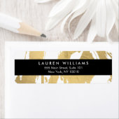 抽象芸術フェイク金ゴールドの白いブラシストローク ラベル (インサイチュ)