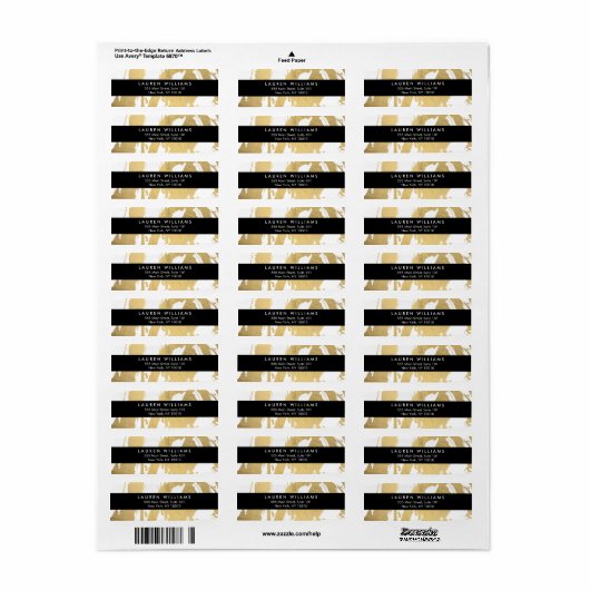 抽象芸術フェイク金ゴールドの白いブラシストローク ラベル (フルシート)