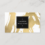 抽象芸術フェイク金ゴールドの白いブラシストローク 名刺 (正面)