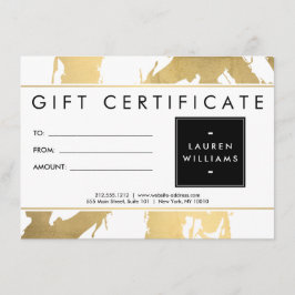 抽象芸術フェイク金ゴールドブラシストロークのホワイトギフトカード