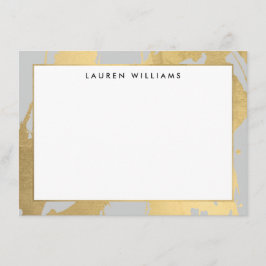 抽象芸術フェイク金ゴールドブラシストローク（グレーのノートカード） ノートカード