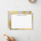 抽象芸術フェイク金ゴールドブラシストローク（グレーのノートカード） ノートカード (正面/裏面インサイチュ)