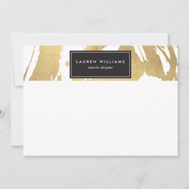 抽象芸術フェイク金ゴールドブラシストローク（白II） (正面)