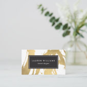 抽象芸術フェイク金ゴールドブラシストローク（白II） 名刺 (スタンド正面)