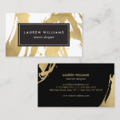 抽象芸術フェイク金ゴールドブラシストローク（白II） 名刺 (正面/裏面)