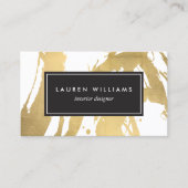 抽象芸術フェイク金ゴールドブラシストローク（白II） 名刺 (正面)