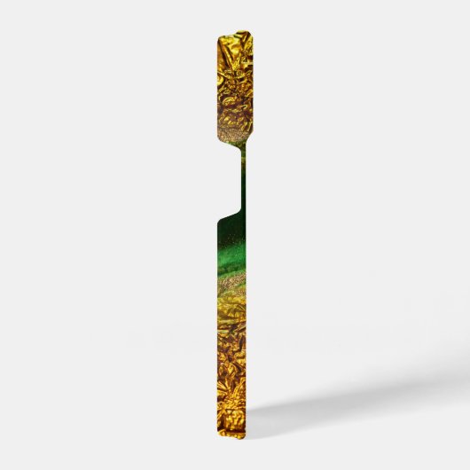 抽象芸術フェイク金ゴールド金属箔グリーントレンディーシック iPhoneケース (右側面)