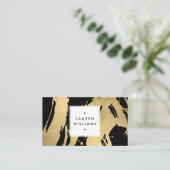 抽象芸術フェイク金箔のブラッシュストローク（黒） 名刺 (スタンド正面)