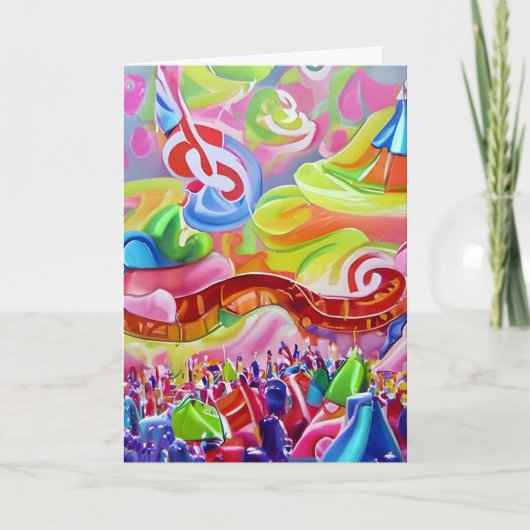 抽象芸術フェスティバルカラフルヒッピー誕生日 カード (正面)