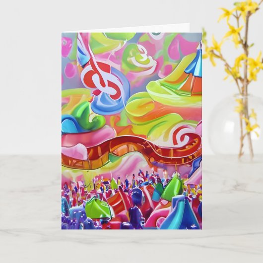 抽象芸術フェスティバルカラフルヒッピー誕生日 カード (黄色い花)