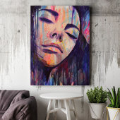 抽象芸術フェミニンパープルウィメンスクライブラートアートプリント ポスター