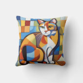 抽象芸術フェライン美しいカリコキャットキュビスト クッション (裏面)