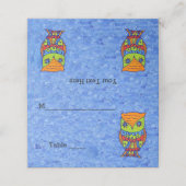 抽象芸術フクロウネオンカラーズスターアイズオンブルー プレイスカード (外部開封)