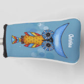 抽象芸術フクロウ青頭黄体長線 ゴルフヘッドカバー (正面)