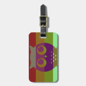 抽象芸術フクロラゲッジタグ付き/レザーストラップ ラゲッジタグ (正面縦)