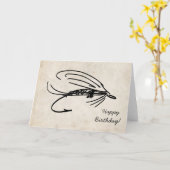 抽象芸術フライ釣り誕生日カード カード (黄色い花)