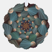 抽象芸術フラクタルアートとデプスブラウン石板ブルー オーナメントカード (裏面)