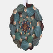 抽象芸術フラクタルアートとデプスブラウン石板ブルー オーナメントカード (左)