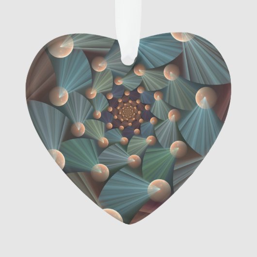 抽象芸術フラクタルアートとデプスブラウン石板ブルー オーナメント (正面)