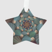 抽象芸術フラクタルアートとデプスブラウン石板ブルー オーナメント (裏面)