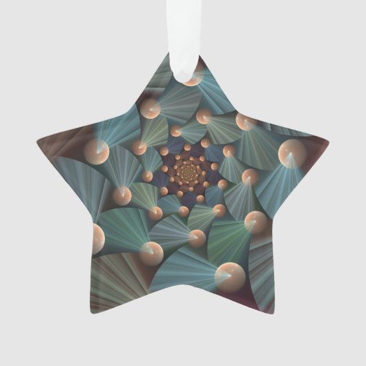 抽象芸術フラクタルアートとデプスブラウン石板ブルー オーナメント (正面)