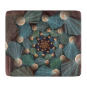 抽象芸術フラクタルアートとデプスブラウン石板ブルー カッティングボード (正面)