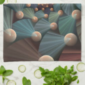 抽象芸術フラクタルアートとデプスブラウン石板ブルー キッチンタオル (折り畳み)