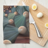 抽象芸術フラクタルアートとデプスブラウン石板ブルー キッチンタオル (四つ折り)