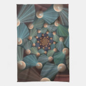 抽象芸術フラクタルアートとデプスブラウン石板ブルー キッチンタオル (縦)