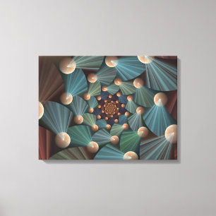 抽象芸術フラクタルアートとデプスブラウン石板ブルー キャンバスプリント