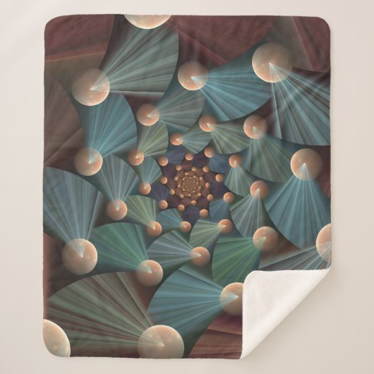 抽象芸術フラクタルアートとデプスブラウン石板ブルー シェルパブランケット (正面)