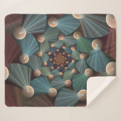 抽象芸術フラクタルアートとデプスブラウン石板ブルー シェルパブランケット (正面(横))