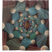 抽象芸術フラクタルアートとデプスブラウン石板ブルー シャワーカーテン (正面)