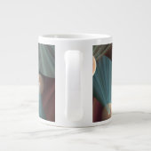 抽象芸術フラクタルアートとデプスブラウン石板ブルー ジャンボコーヒーマグカップ (裏面)