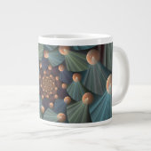 抽象芸術フラクタルアートとデプスブラウン石板ブルー ジャンボコーヒーマグカップ (正面右)