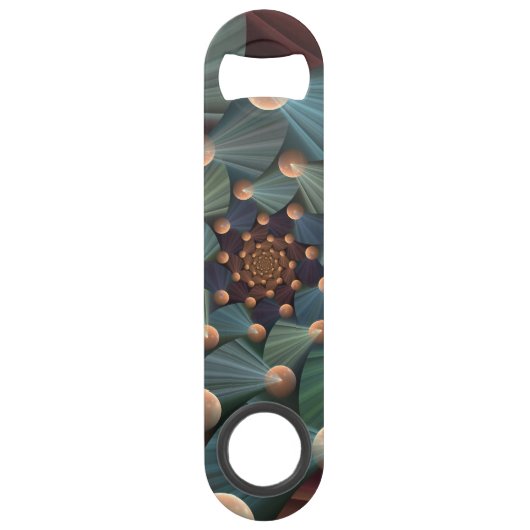 抽象芸術フラクタルアートとデプスブラウン石板ブルー スピード栓抜き (正面)