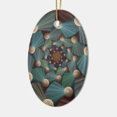 抽象芸術フラクタルアートとデプスブラウン石板ブルー セラミックオーナメント (左)