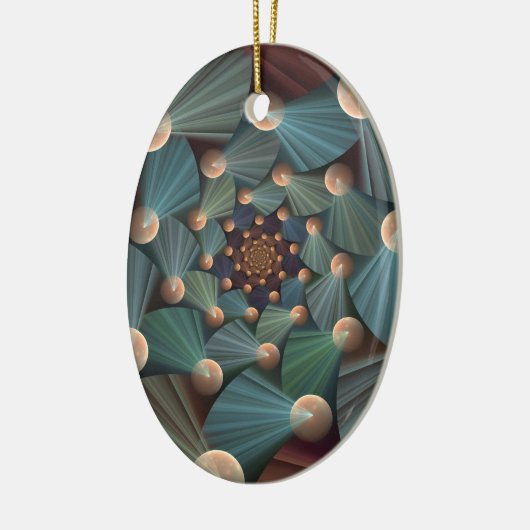 抽象芸術フラクタルアートとデプスブラウン石板ブルー セラミックオーナメント (左)