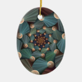 抽象芸術フラクタルアートとデプスブラウン石板ブルー セラミックオーナメント (正面)