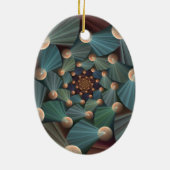 抽象芸術フラクタルアートとデプスブラウン石板ブルー セラミックオーナメント (裏面)