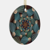 抽象芸術フラクタルアートとデプスブラウン石板ブルー セラミックオーナメント (右)