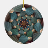 抽象芸術フラクタルアートとデプスブラウン石板ブルー セラミックオーナメント (裏面)