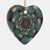 抽象芸術フラクタルアートとデプスブラウン石板ブルー セラミックオーナメント (右)