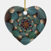 抽象芸術フラクタルアートとデプスブラウン石板ブルー セラミックオーナメント (裏面)