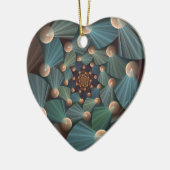 抽象芸術フラクタルアートとデプスブラウン石板ブルー セラミックオーナメント (左)