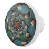 抽象芸術フラクタルアートとデプスブラウン石板ブルー セラミックノブ (右)