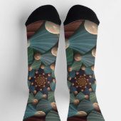 抽象芸術フラクタルアートとデプスブラウン石板ブルー ソックス (上部)