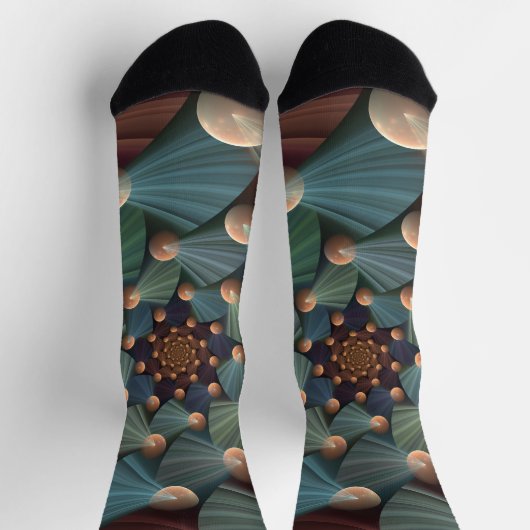 抽象芸術フラクタルアートとデプスブラウン石板ブルー ソックス (上部)