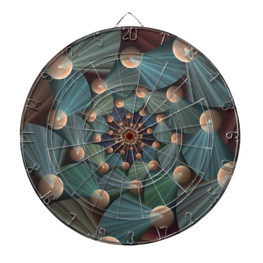 抽象芸術フラクタルアートとデプスブラウン石板ブルー ダーツボード (正面)