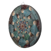 抽象芸術フラクタルアートとデプスブラウン石板ブルー ダーツボード (正面右)